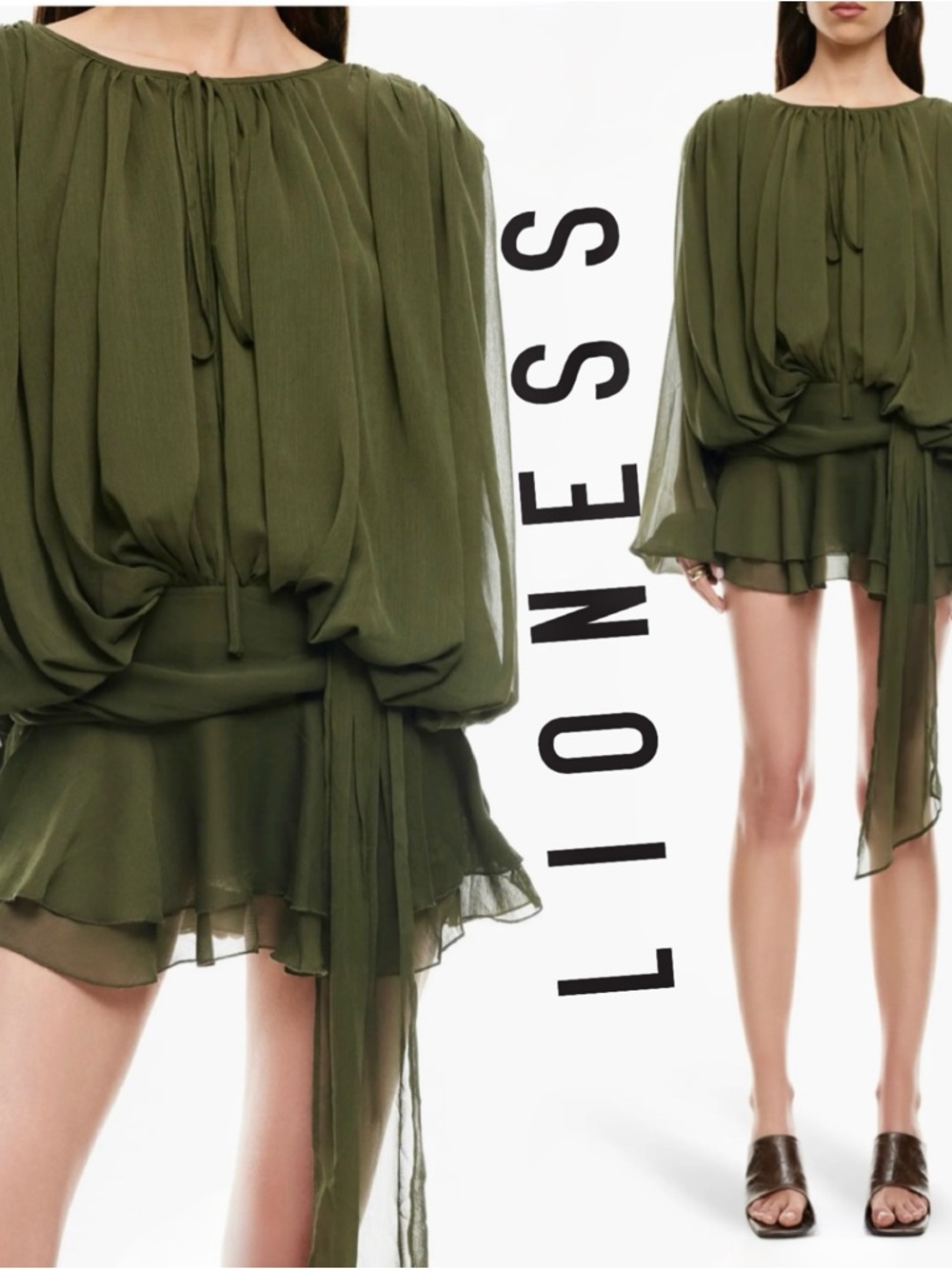NWT • LIONESS Long Sleeve Chiffon Mini Dress